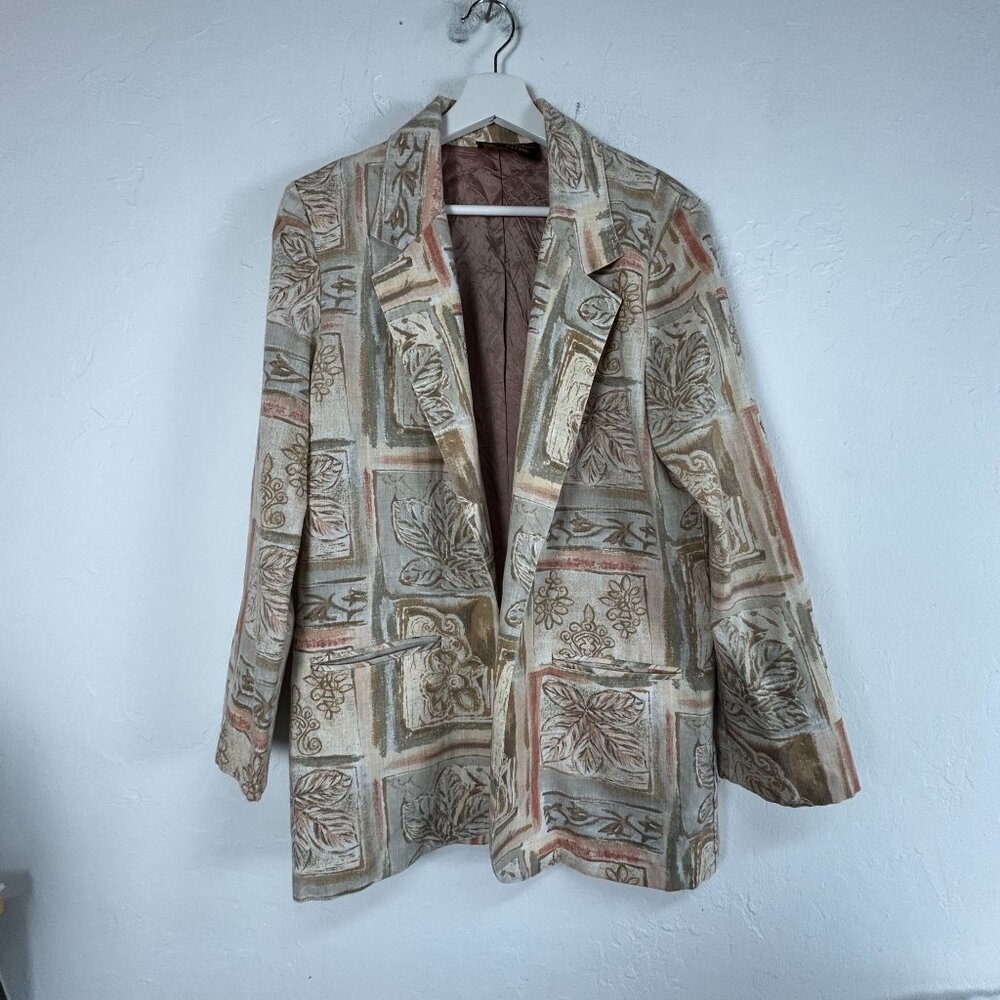 Vintage Toni Garment For CC Magic Womens Single Breasted Blazer Jacket Beige